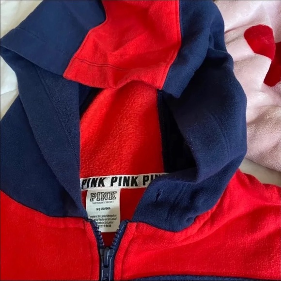 VS PINK BOYFRIEND PANT LOGO WAISTBAND SZ SM NAVY FULL ZIP SWEATSHIRT SZ M RED - Picture 9 of 14